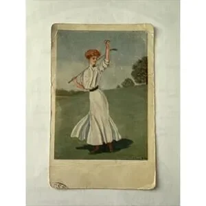 Vintage Early 1909 Woman Golfing Cartoon F. Earl Christy Artist Postcard