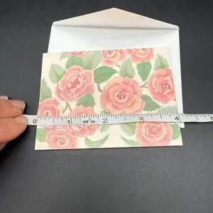 Vintage Embossed Botanical Notecard Heart Rose By Sarah-Jane Gillespie 4" Wide