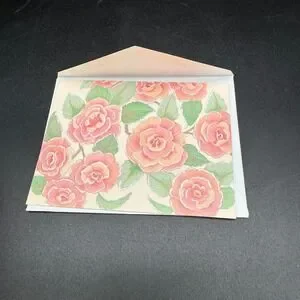 Vintage Embossed Botanical Notecard Heart Rose by Sarah-Jane Gillespie 4" Wide