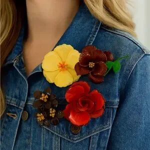 Vintage Enamel Flower Brooch Collection Vintage Enamel Flower Brooch Collection