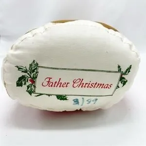Vintage Father Christmas Santa Clause Handmade Stuffed Plush Pillow Decor Med