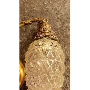 Vintage FK Brass And Glass Pine Cone Shaped Swag Lamp In Good condition.1975