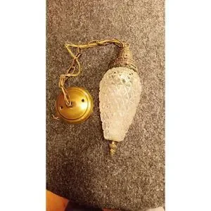 Vintage FK Brass and glass pine cone shaped swag lamp in good condition.1975
