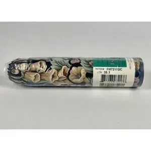 Vintage Floral Garden Black Pink Yellow Blue Wallpaper Border Scalloped Edge