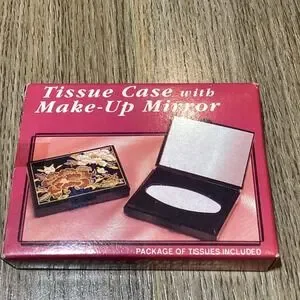 Vintage Floral Tissue Case with Make Up Mirror Package Included