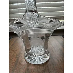 Vintage Fostoria Clear Crystal Glass Basket Large