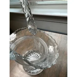 Vintage Fostoria Clear Crystal Glass Basket Large