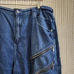 Vintage FOX Y2K Baggy Hip Hop Zipper Denim Men's Jean Shorts Size 3X