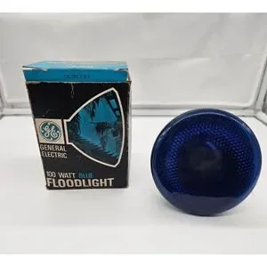 Vintage GE General Electric 100 Watt Blue Floodlight Bulb Lamp