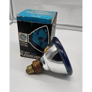 Vintage GE General Electric 100 Watt Blue Floodlight Bulb Lamp