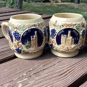 Vintage German Mini Beer Stein Mugs Set Of 3 – Rhineland Castles 1960s