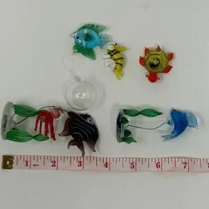Vintage Glass Aquarium Fish Ornaments Submersible Set Of 5 Hand Blown