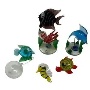 Vintage Glass Aquarium Fish Ornaments Submersible Set of 5 Hand Blown