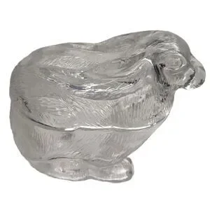 Vintage Glass Molded Bunny Rabbit Candy/ Trinket Dish Table Decor