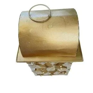 Vintage Gold Finish Metal‎ Candle Lantern Handcrafted Metalworks 9x6 In