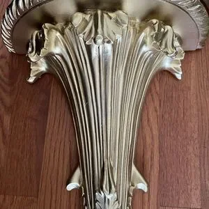 Vintage Gold Flute Shaped Sconces Display Shelves