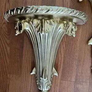 Vintage Gold Flute Shaped Sconces Display Shelves