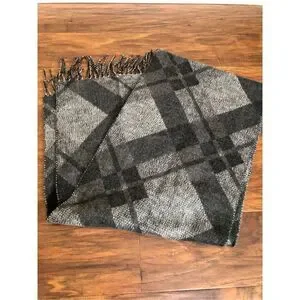 Vintage Gray Black White Plaid Scarf Made in Germany 100% Acrylic