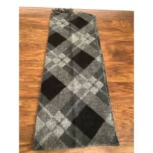 Vintage Gray Black White Plaid Scarf Made in Germany 100% Acrylic