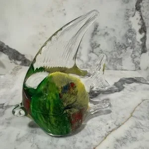 Vintage Green And Red Fish Decor