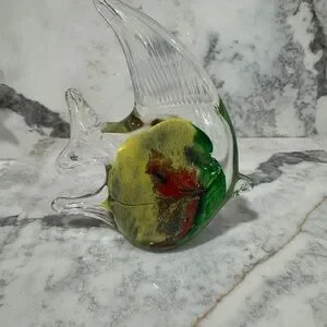 Vintage Green And Red Fish Decor