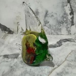 Vintage Green and Red Fish Decor