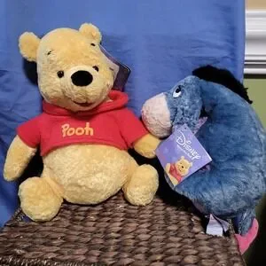 Vintage GUND Disney Winnie The Pooh Eeyore Plush Set Stuffed Animals