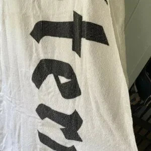 Vintage H Stern Bath Towel Beach Towel White Black Graphic Word
