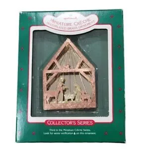 Vintage Hallmark 1987 Miniature Creche Multi-Plated Brass Nativity Ornament