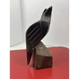 Vintage Hand Carved Ironwood Perched Eagle Hawk Bird‎ of Prey Sculpture 8" Tall