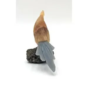Vintage Hand Carved Stone Bird Perched Atop Rock