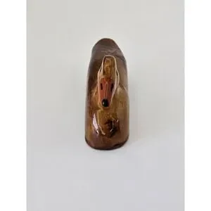 Vintage Hand Carved Wooden Mallard Duck Figurine Shelf Sitter Rustic Cabin Decor