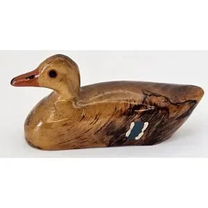 Vintage Hand Carved Wooden Mallard Duck Figurine Shelf Sitter Rustic Cabin Decor