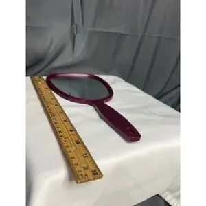Vintage Hand Held Mirror Pink Plastic 11 Inch