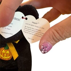 Vintage Haunt The Halloween Bear TY Beanie Baby Sparkly Black With Errors
