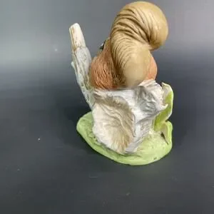 Vintage Homco Chipmunk On Log With Turtle Porcelain Figurine 4 1/2"