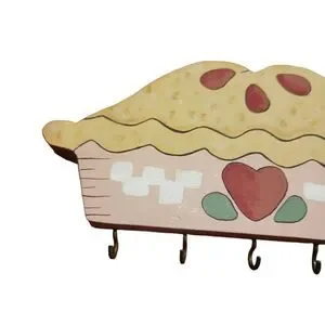 Vintage Homemade Wooden Pie Key Holder Wall Hanger