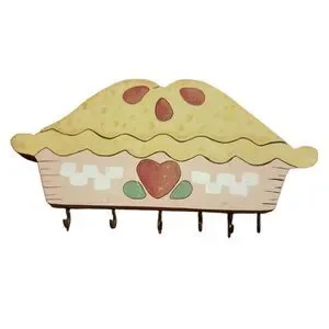 Vintage Homemade Wooden Pie Key Holder Wall Hanger