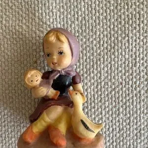 Vintage Hummel Goebel Collectibles Girl With Doll And Duck 4 1/2”