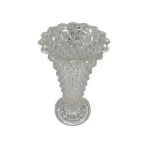 Vintage Indiana Glass Clear Diamond Point Footed 8" Pressed Glass Flower Vase
