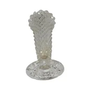 Vintage Indiana Glass Clear Diamond Point Footed 8" Pressed Glass Flower Vase