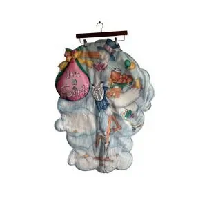 Vintage It's A Girl Stork Baby Wall Hanging Decor Quilted Nursery Art