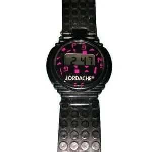 Vintage Jordache Womens Watch Black Sport 1980s Pink Geometric retro