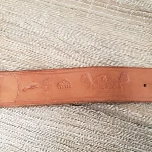 VINTAGE Kids Western Leather Belt "Aaron" Horses Horseshoe Design