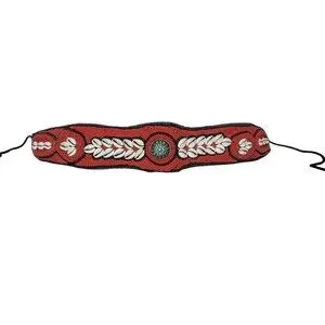 Vintage Ladakh Statement Belt Red Coral Seed Bead Turquoise Brass Cowry Shell