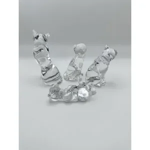 Vintage Lenox Crystal Lead Glass Mama Cat W 3 Playful Kittens