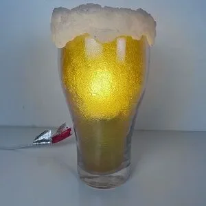 VINTAGE LIGHT UP FOAM TOP BEER GLASS DISPLAY Light Lamp Bar Spencer’s