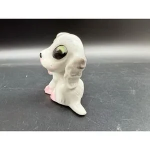 Vintage Made In Japan Ceramic Puppy Figurine Big Eyes Pink Paws