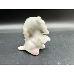 Vintage Made In Japan Ceramic Puppy Figurine Big Eyes Pink Paws
