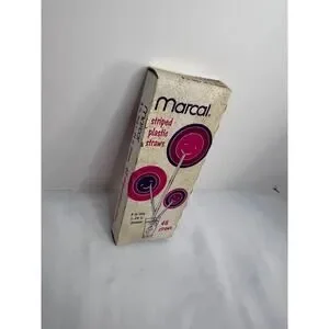 Vintage Marcal 1977 Striped Plastic Straws 48 Count NIP